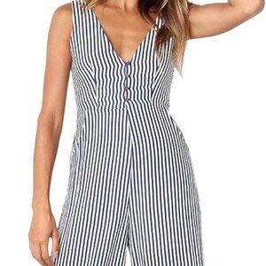 Blue/ White Striped Jumpsuit